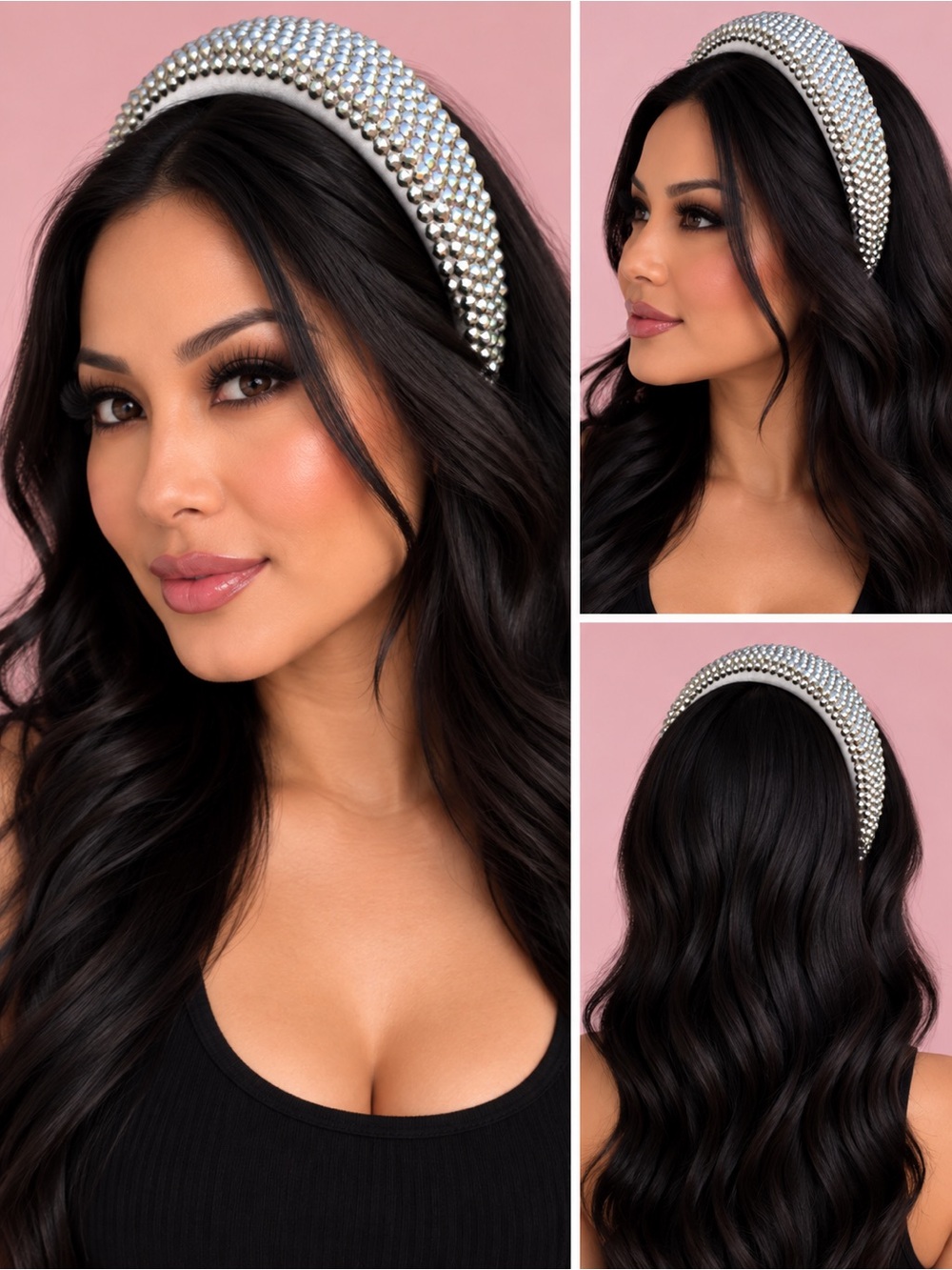 Silver Handmade Rhinestone Sparkly Bling Crystal Chunky Statement Headband